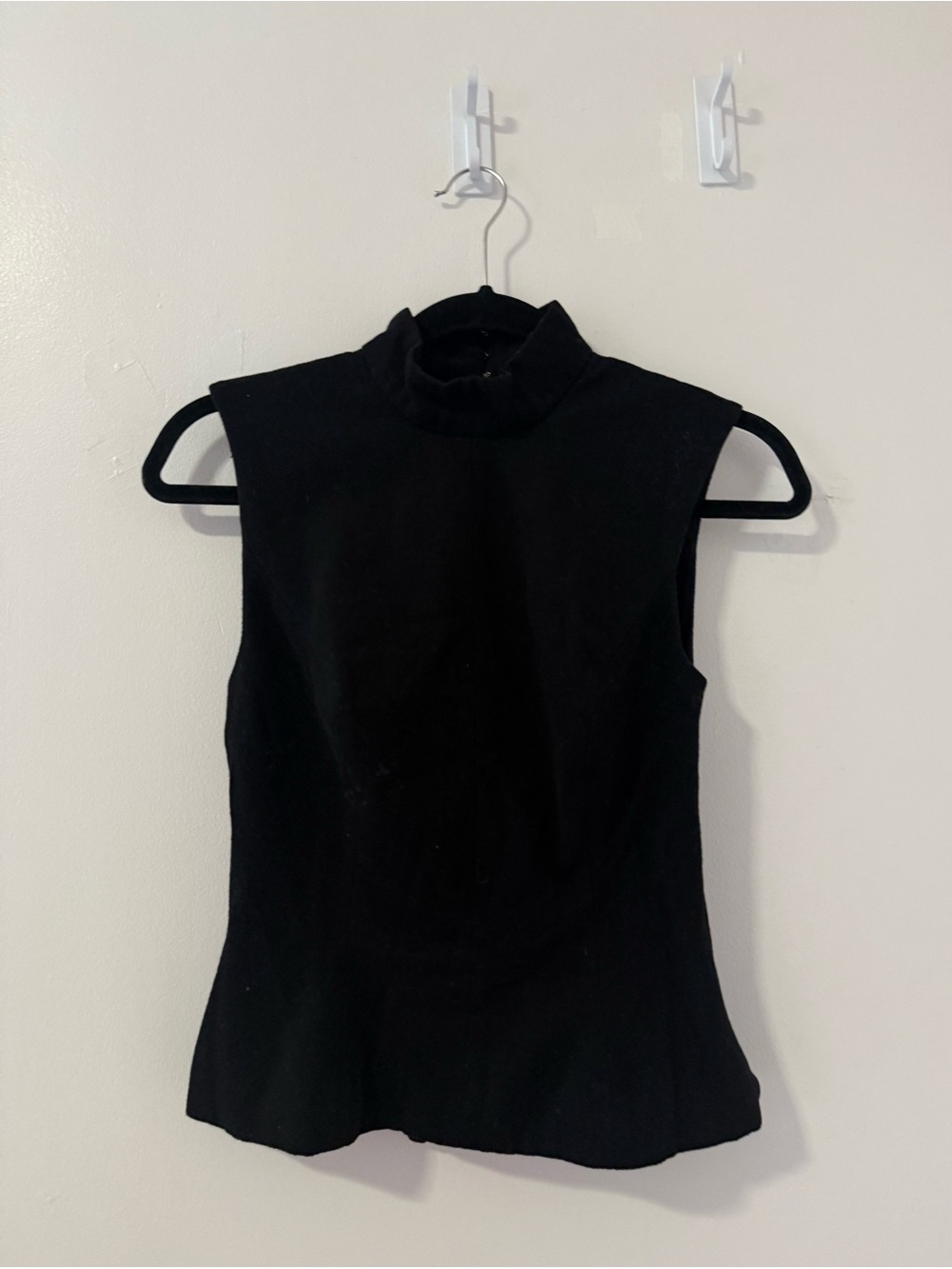 Reformation Sutton Mock Neck Sleeveless Wool Blend Top in Black - Picture 5 of 7